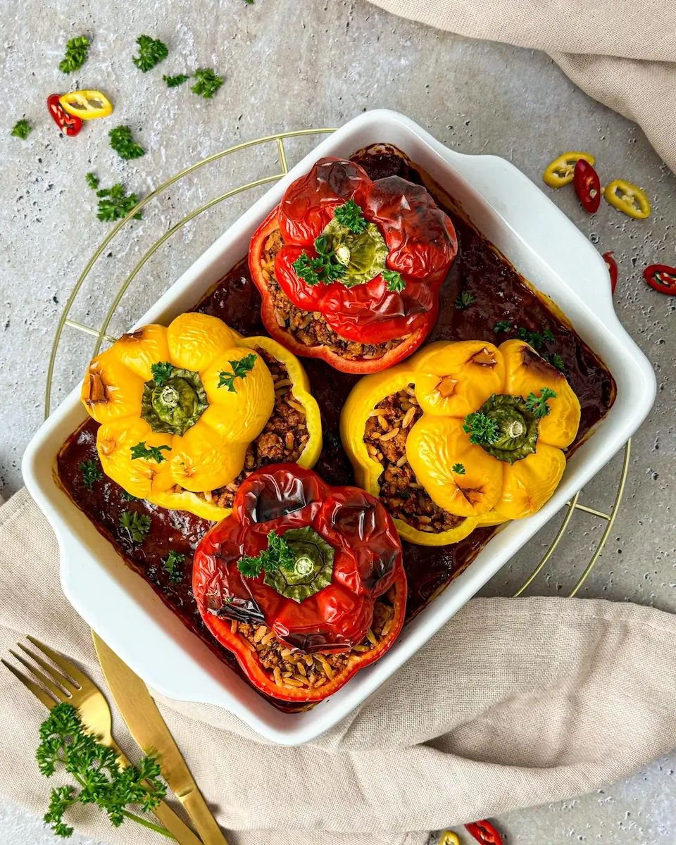 Gefüllte Paprikaschoten - vegan und einfach
